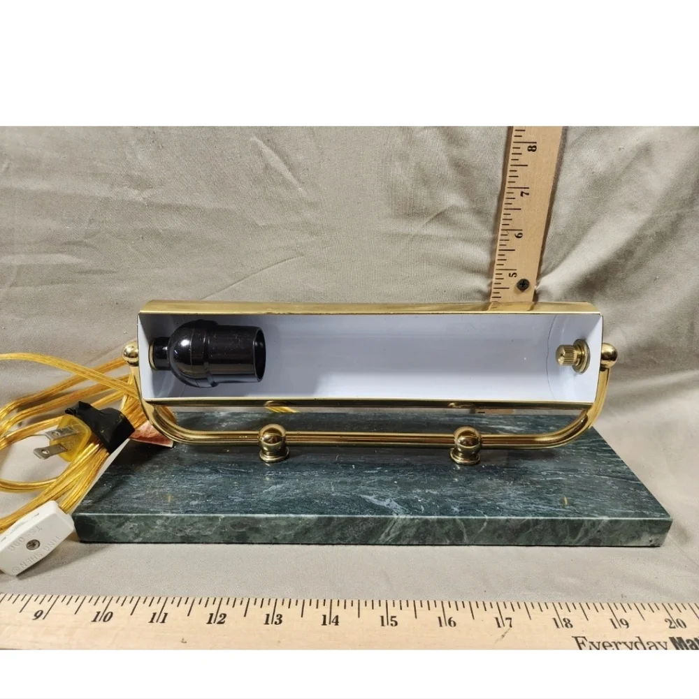 Vintage Brass And Marble Desk/Mantle Display Light Mid Century Decor Used